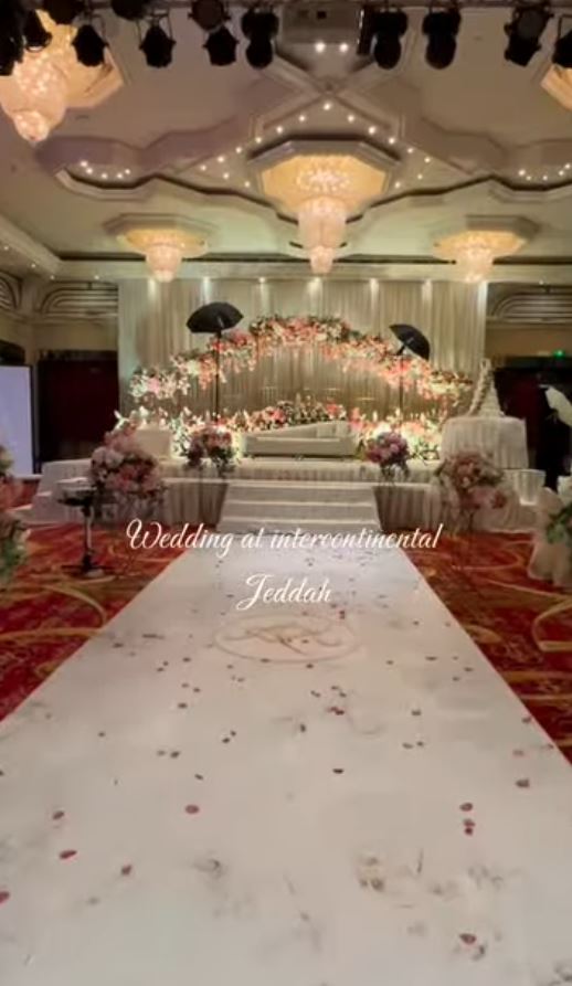 Bridal aisle setup at the Intercontinental Jeddah
