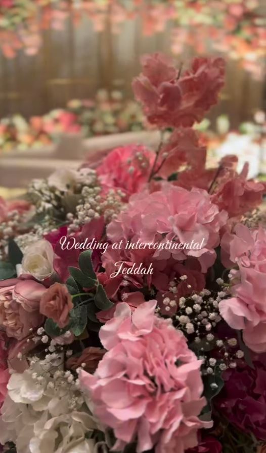 Pink and white floral arrangement detail